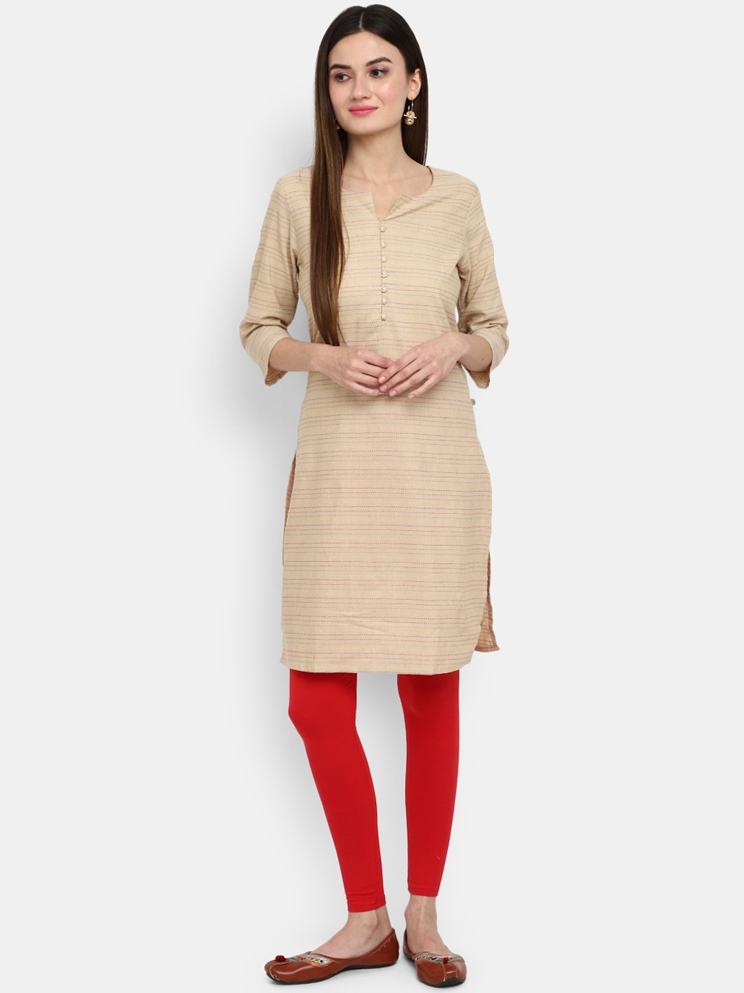 

V-Mart Women Beige Kurta