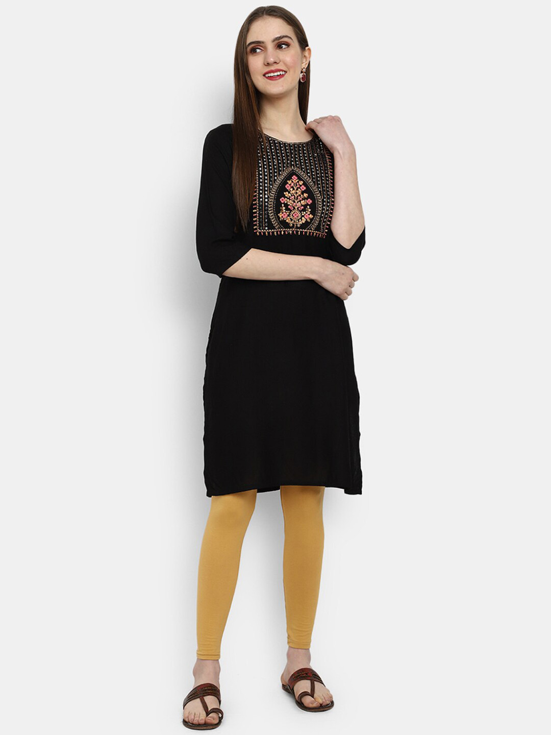 

V-Mart Women Black & Black Kurta