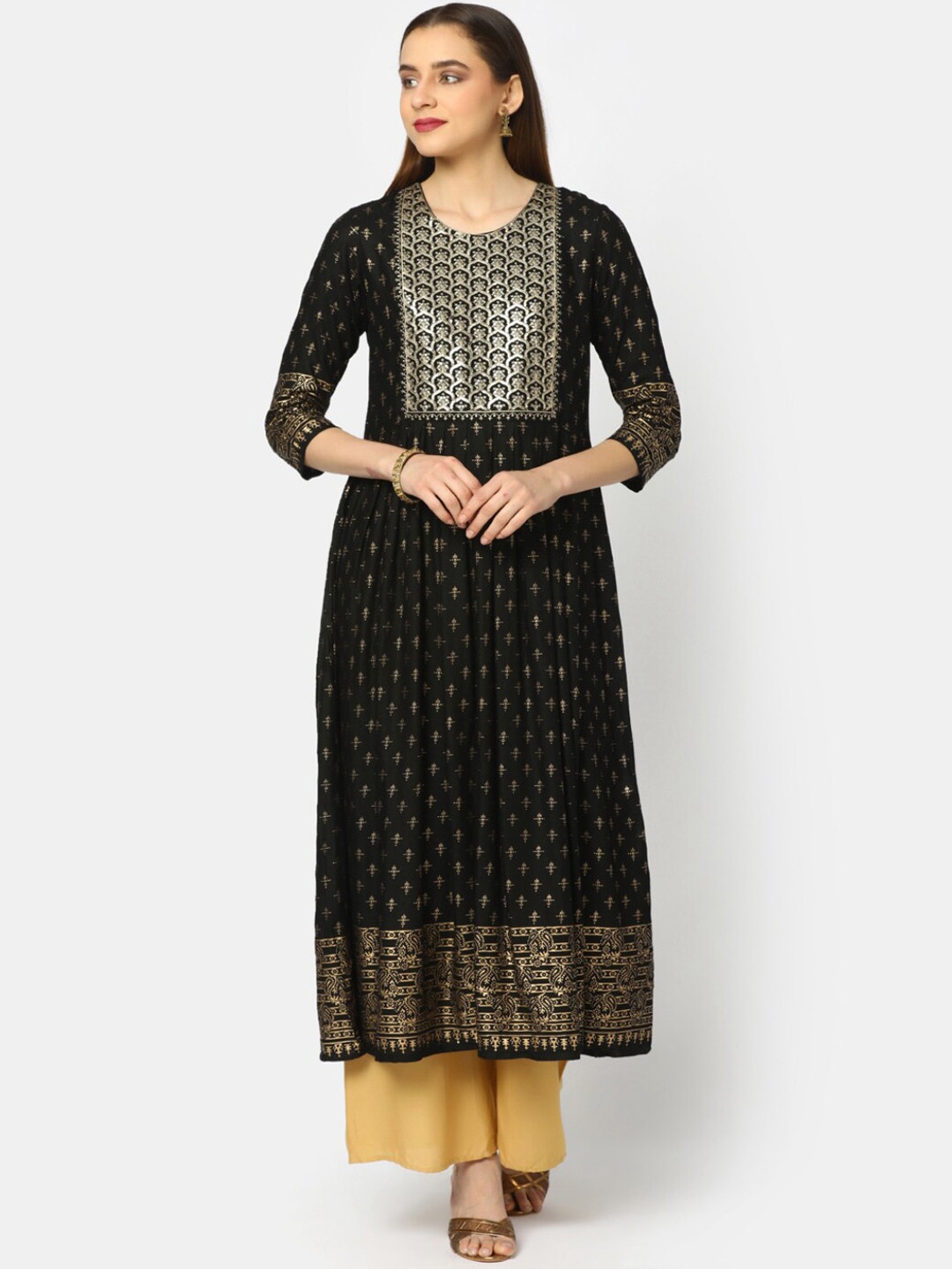 

V-Mart Women Black Flared Sleeves Kurta