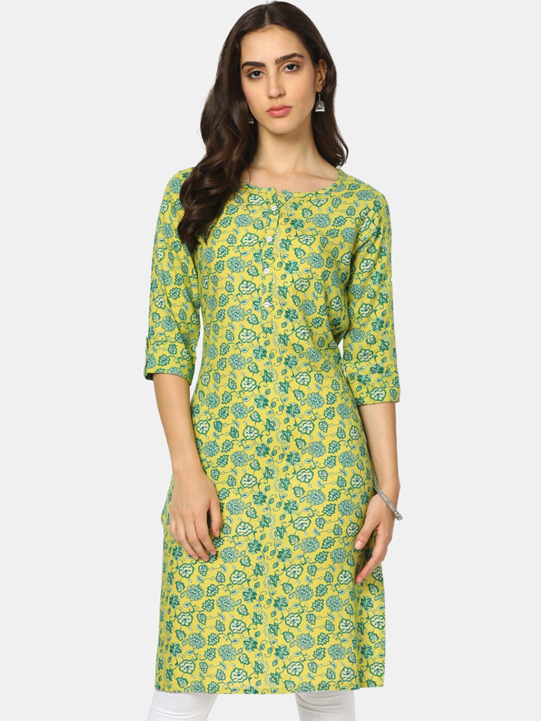 

V-Mart Women Yellow Printed Kurta