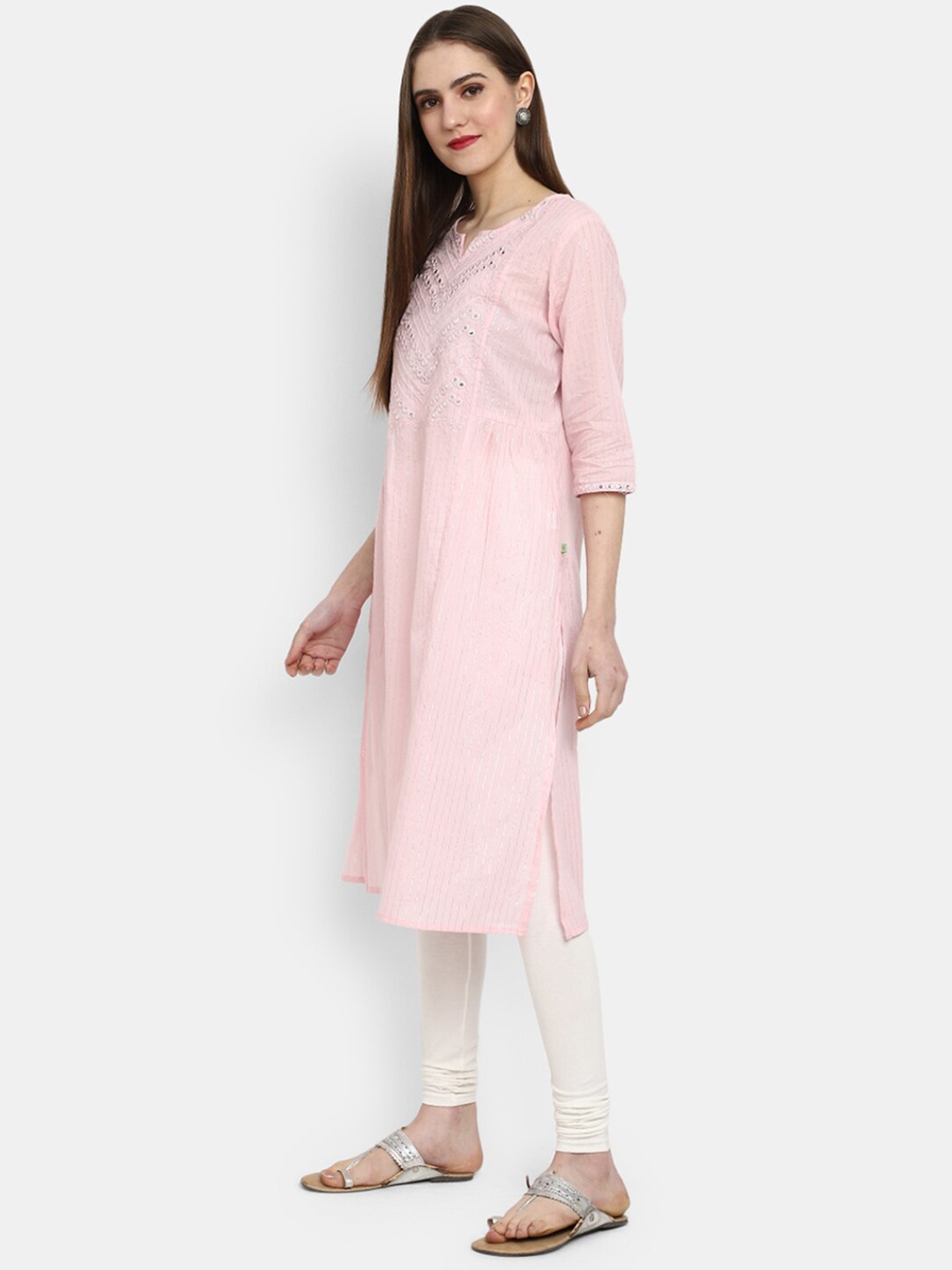 

V-Mart Women Pink Thread Work Kurta