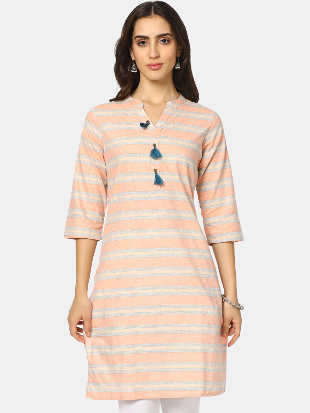 

V-Mart Women Pink Striped Kurta