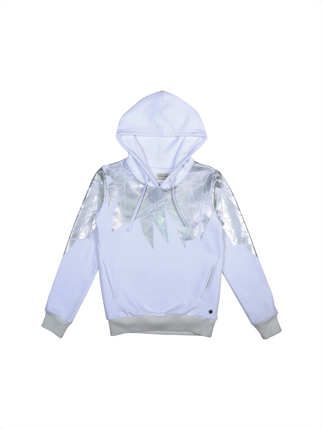 

Gini and Jony Girls Foil Printed Hooded Cotton Sweatshirt, White