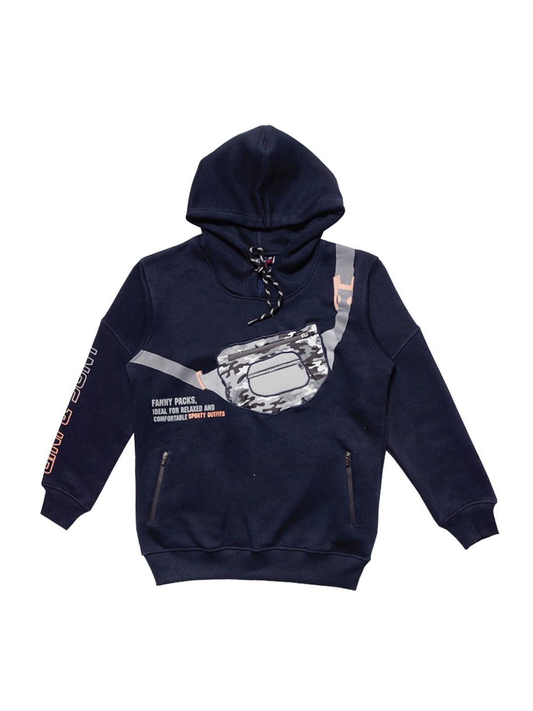 

Gini and Jony Boys Printed Hooded Cotton Sweatshirt, Blue