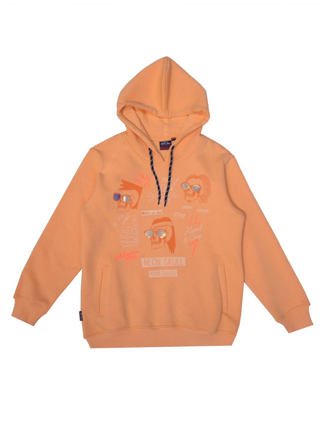 

Gini and Jony Boys Printed Hooded Fleece Sweatshirt, Orange