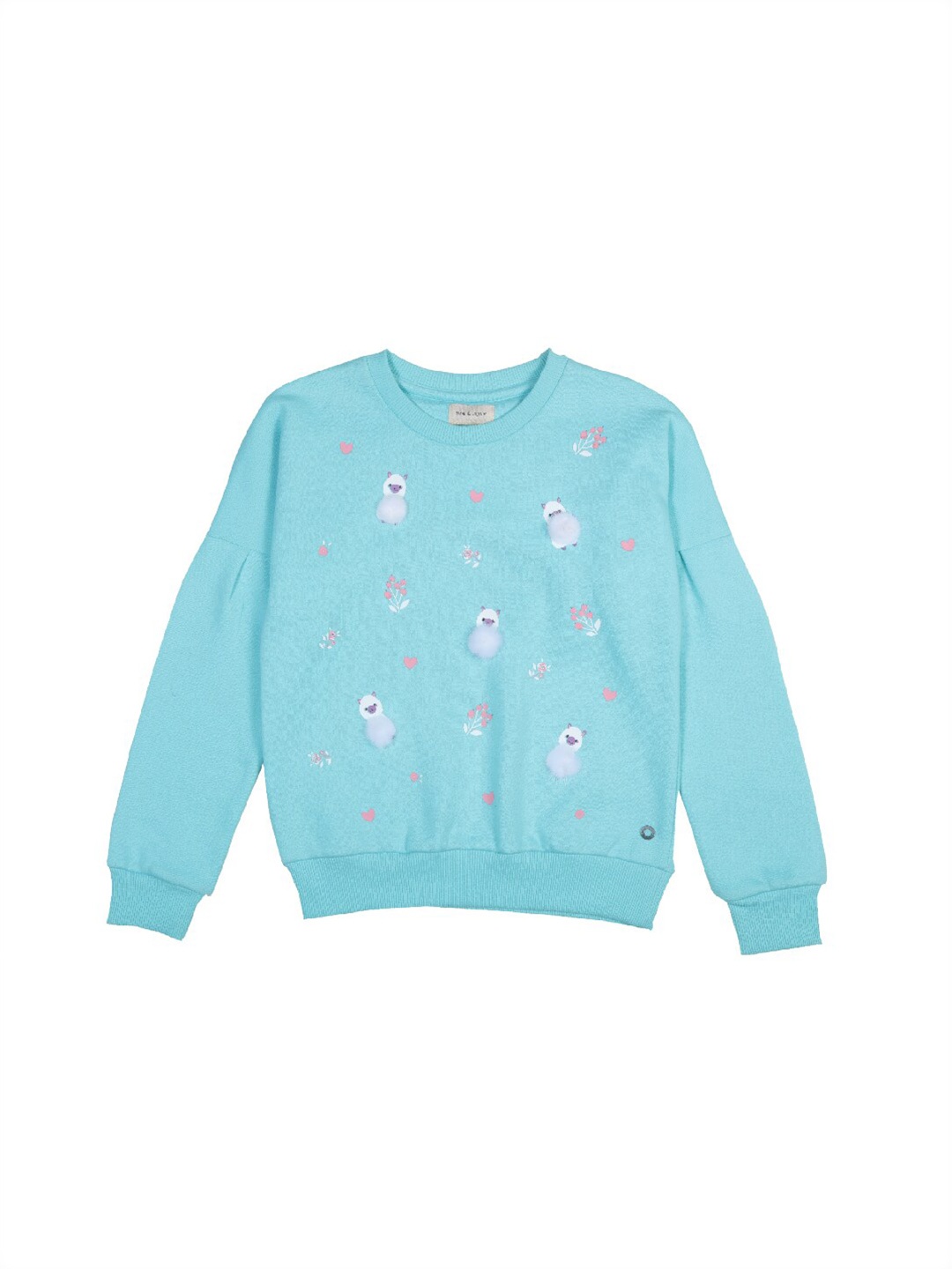 

Gini and Jony Girls Blue Round Neck Graphic Printed Cotton Sweatshirt