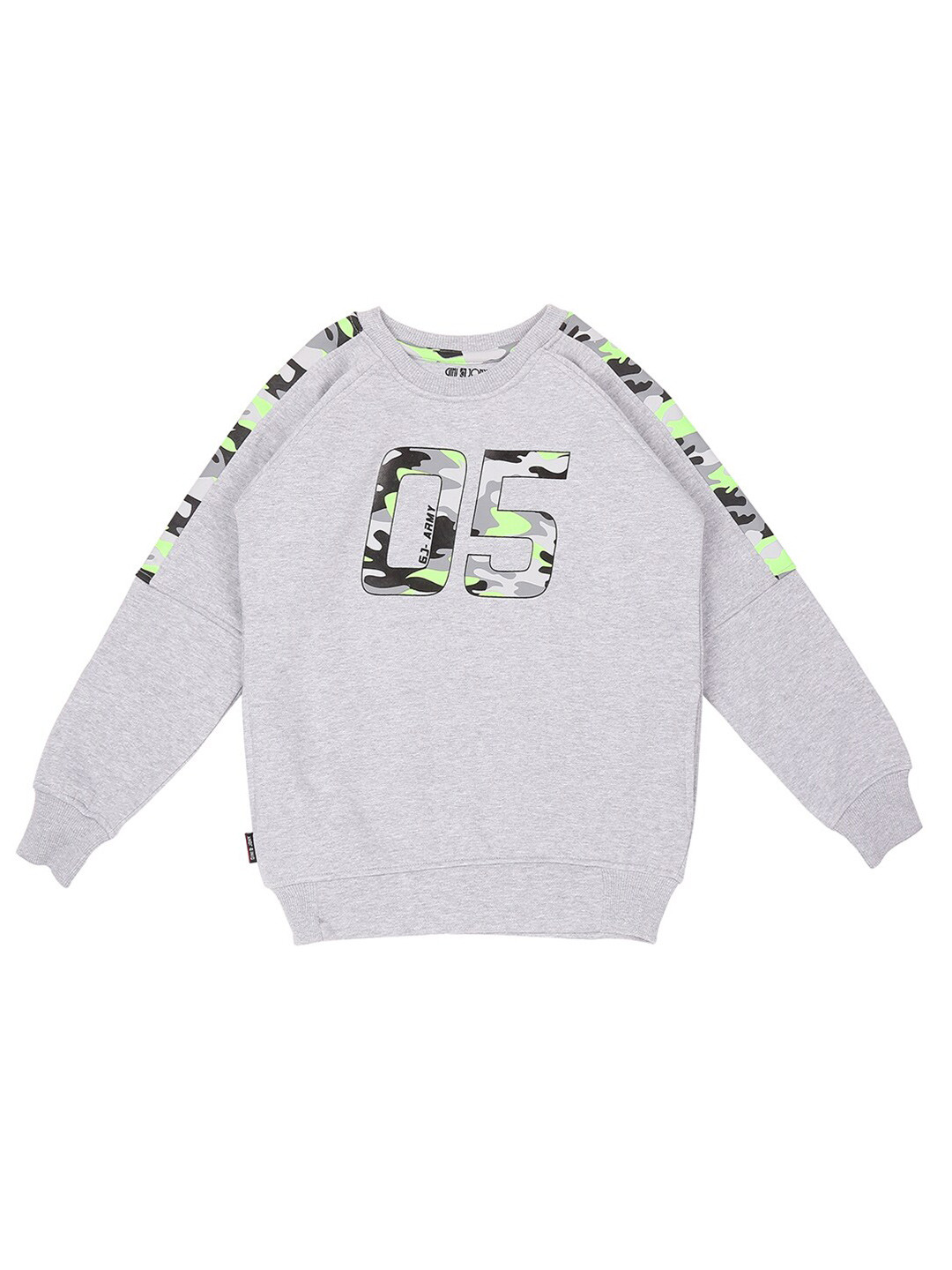 

Gini and Jony Infant Boys Round Neck Camouflage Printed Fleece Sweatshirt, Grey