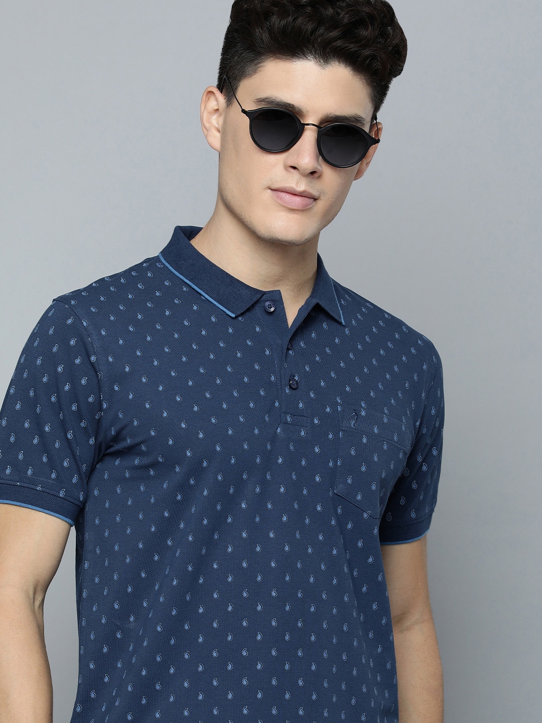 

Indian Terrain Paisley Printed Stretch Polo T-shirt, Teal