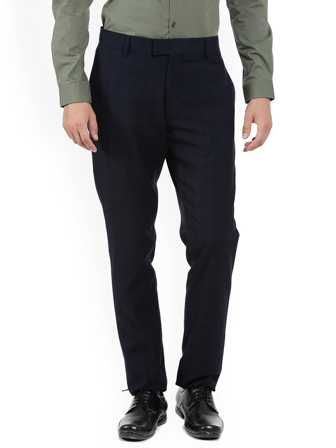 

Antony Morato Men Blue Smart Slim Fit Self Design Regular Trousers