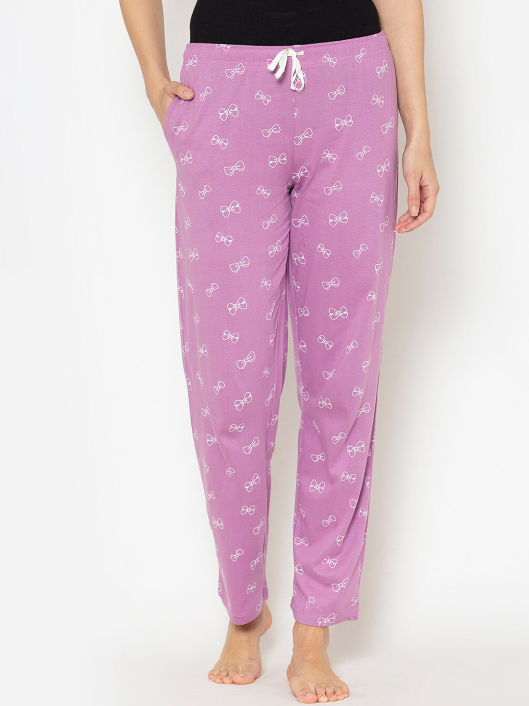 

Lounge Dreams Printed Pure Cotton Lounge Pants, Purple