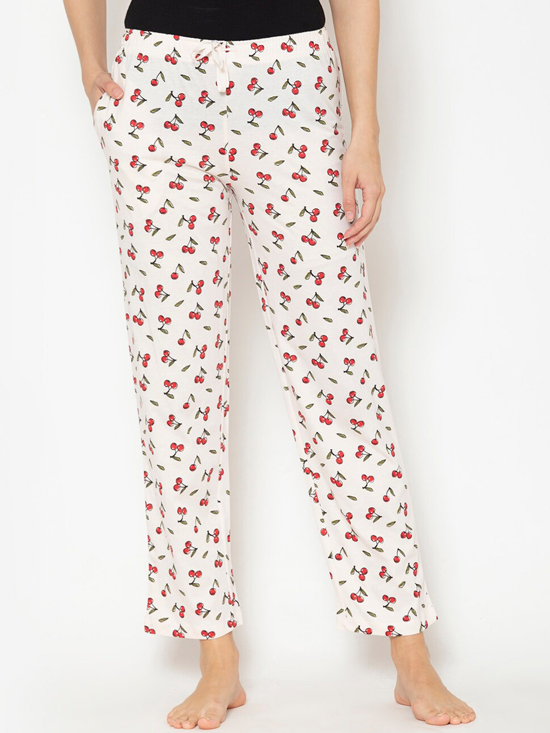 

Lounge Dreams Women Polka Dot-Printed Pure-Cotton Lounge Pants, Off white