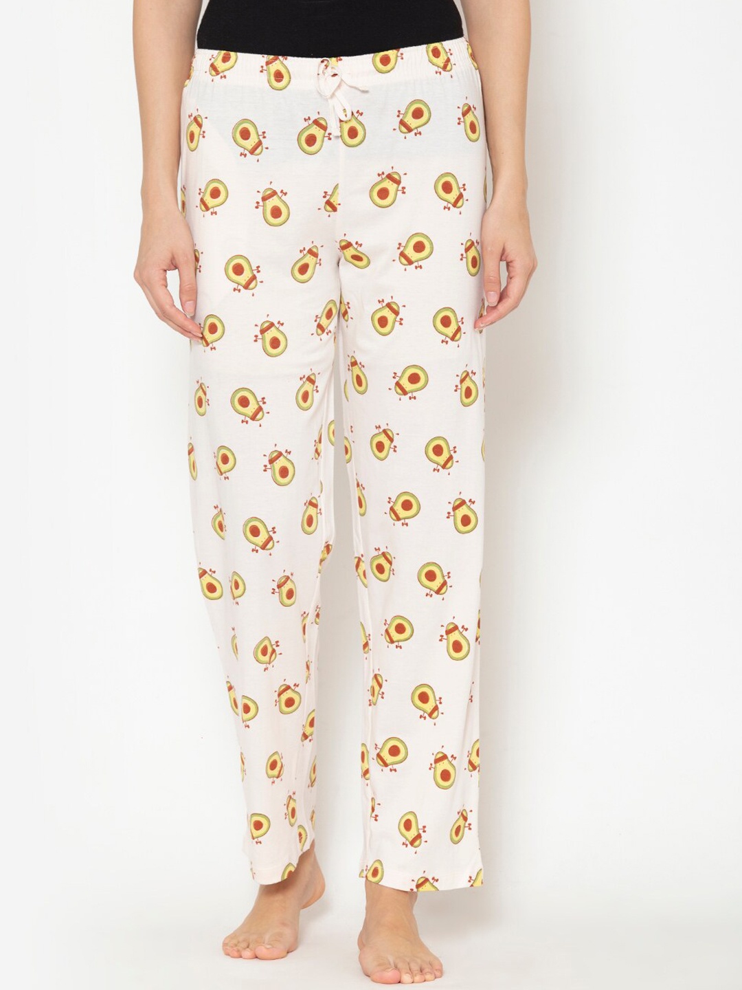 

Lounge Dreams Avocado Printed Pure Cotton Straight Lounge Pants, Off white