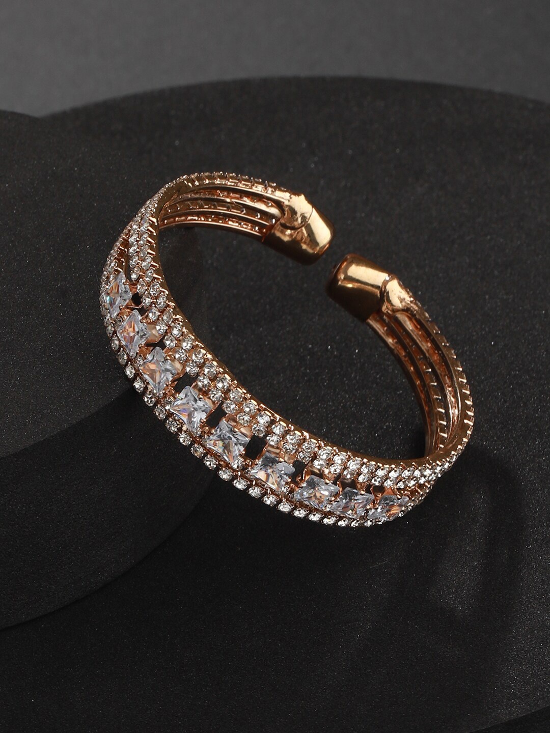 

Jazz and Sizzle Women Rose Gold-Plated Kada Bracelet, White