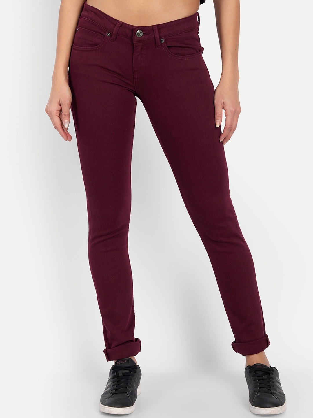 

BROADSTAR Women Burgundy Skinny Fit Stretchable Jeans