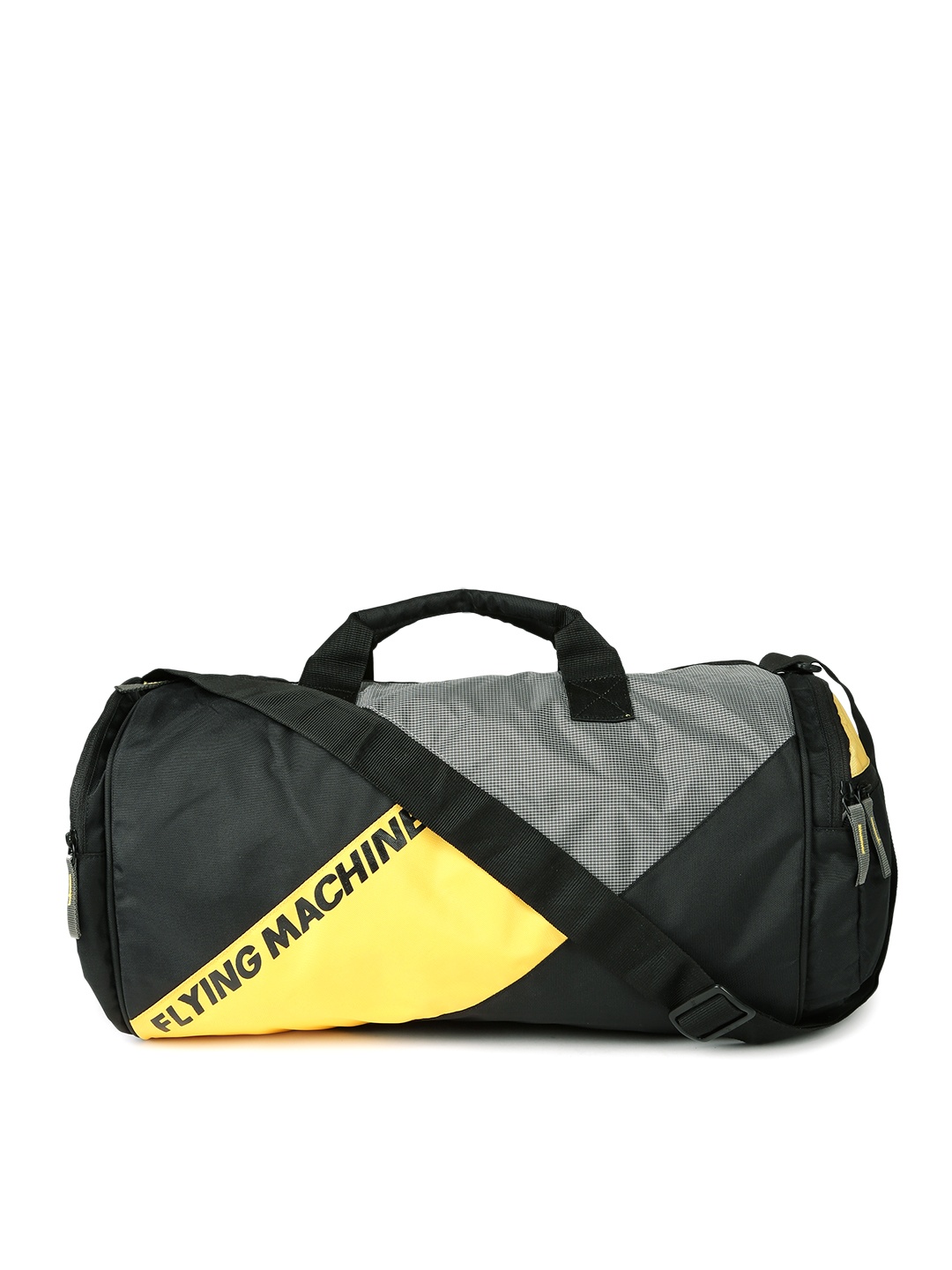 

Flying Machine Men Black & Yellow Gym Duffel Bag