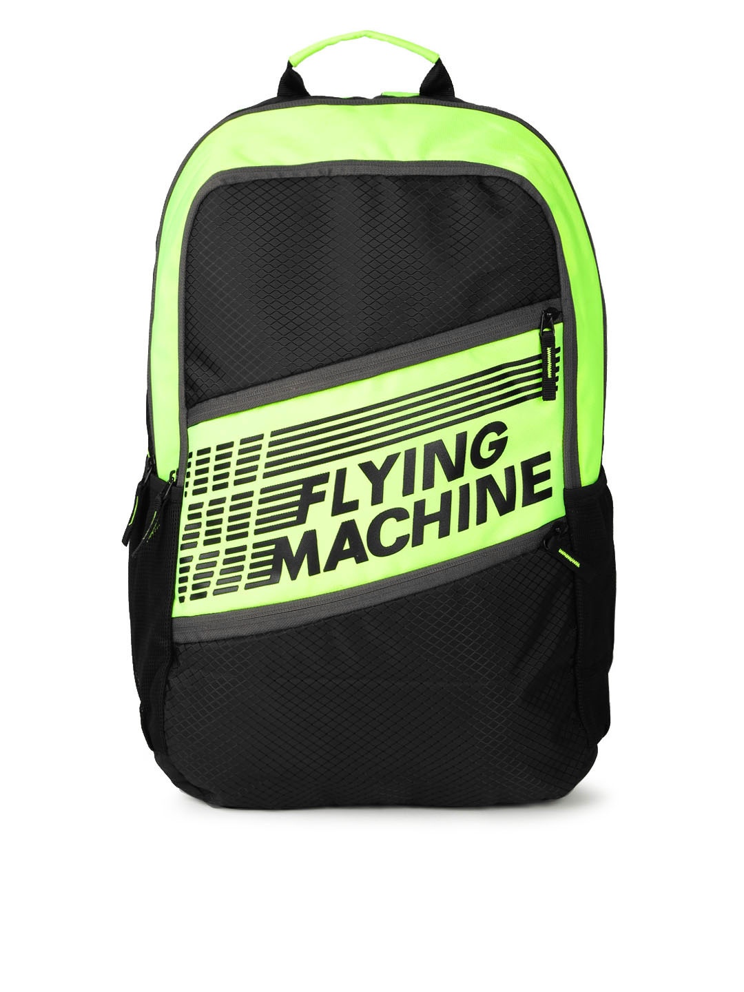 

Flying Machine Men Black & Fluorescent Green Printed Laptop Backpack
