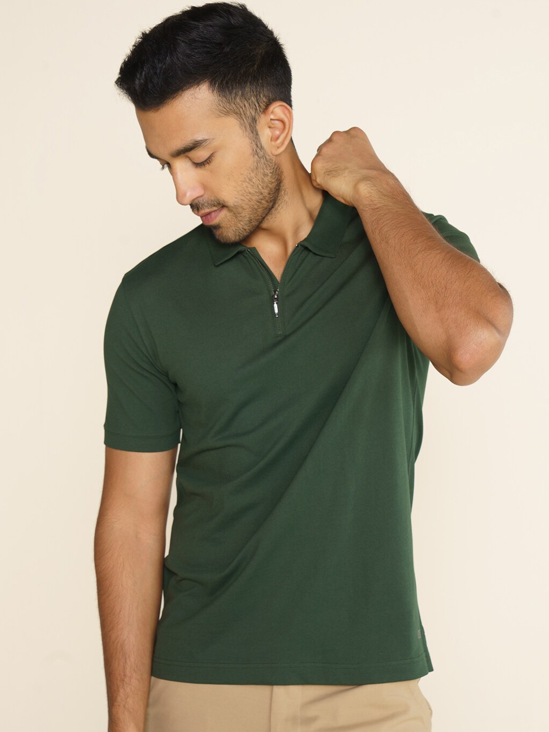 

DAMENSCH Zipper Polo Pique T-Shirt, Green