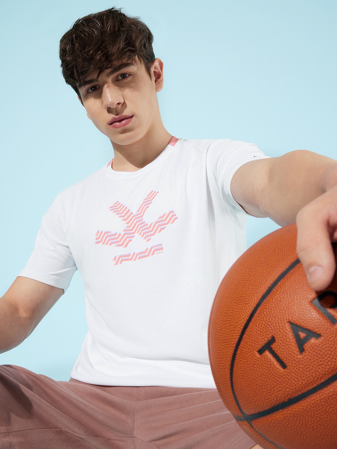 

WROGN ACTIVE Men Dry Pro Brand Logo Printed Slim Fit Sports T-shirt, White