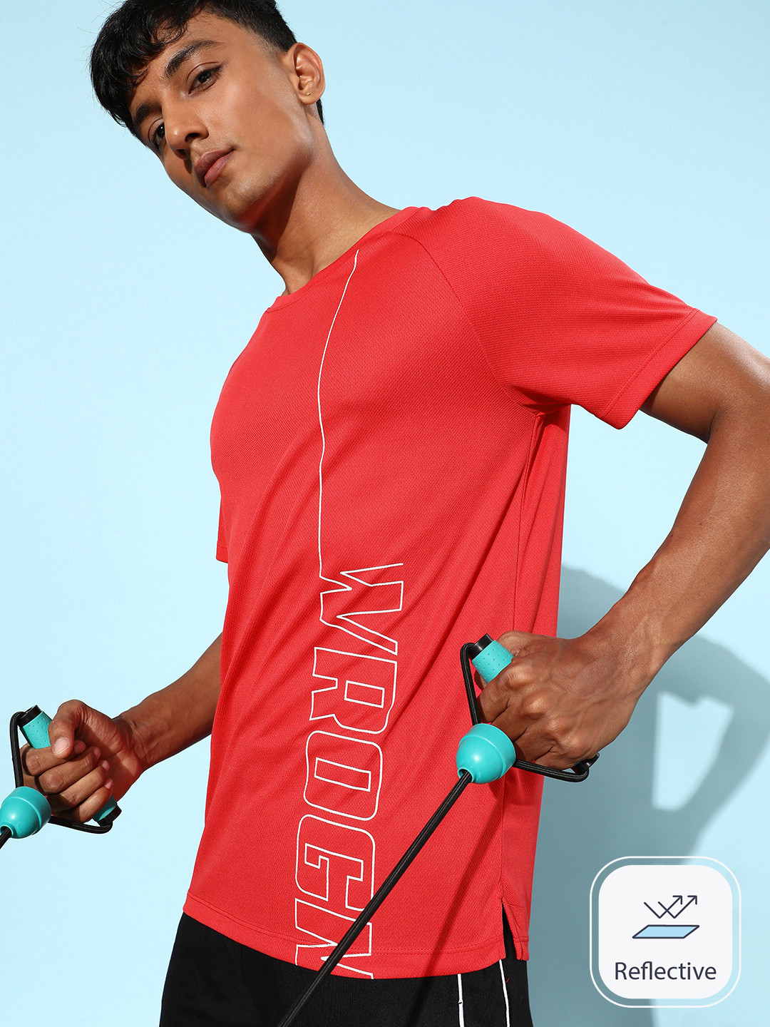 

WROGN ACTIVE Brand Logo Printed Slim Fit T-shirt, Red