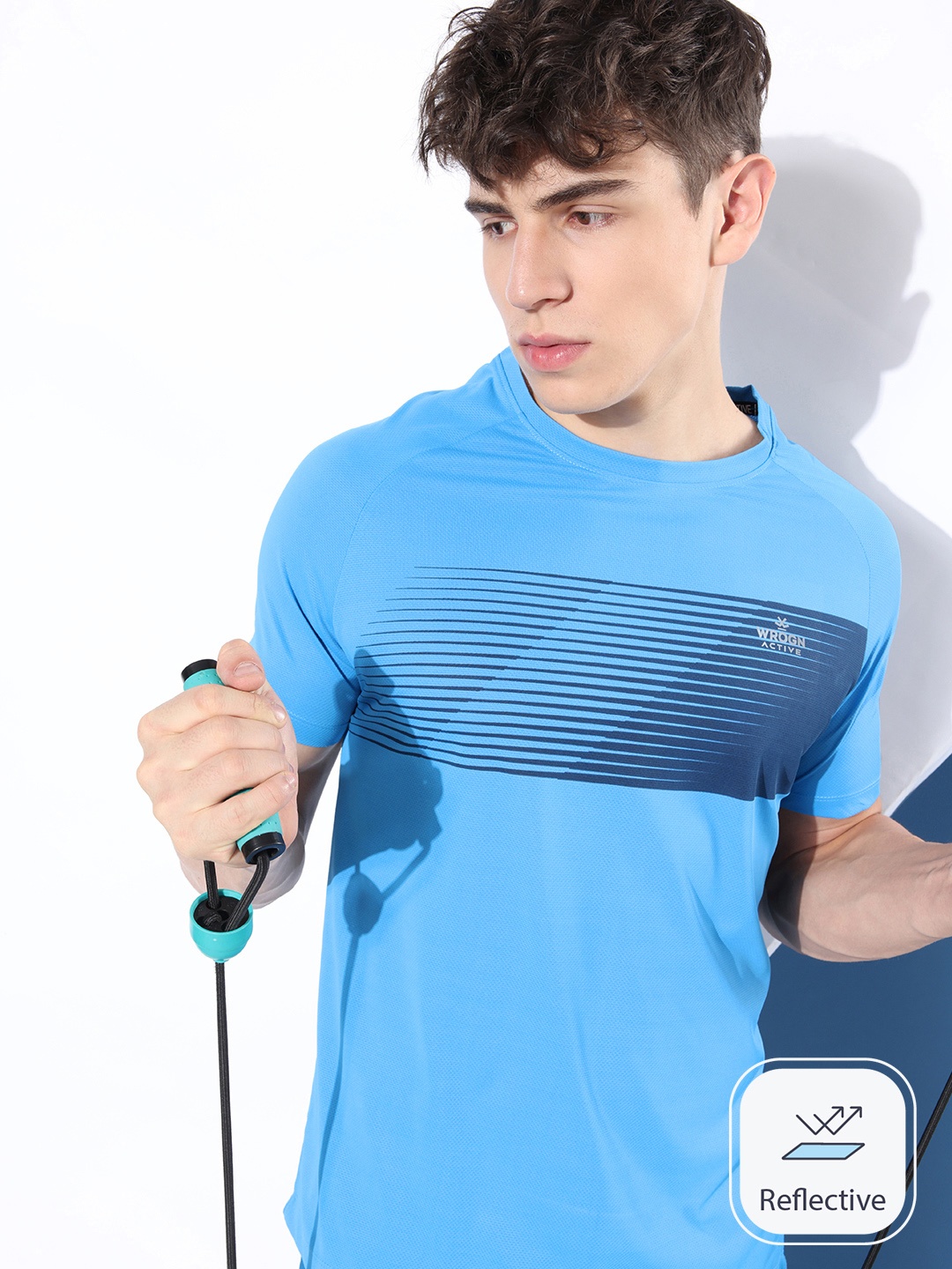 

WROGN ACTIVE Ocean Blue Digi Print Slim Fit Dry-Pro T-shirt