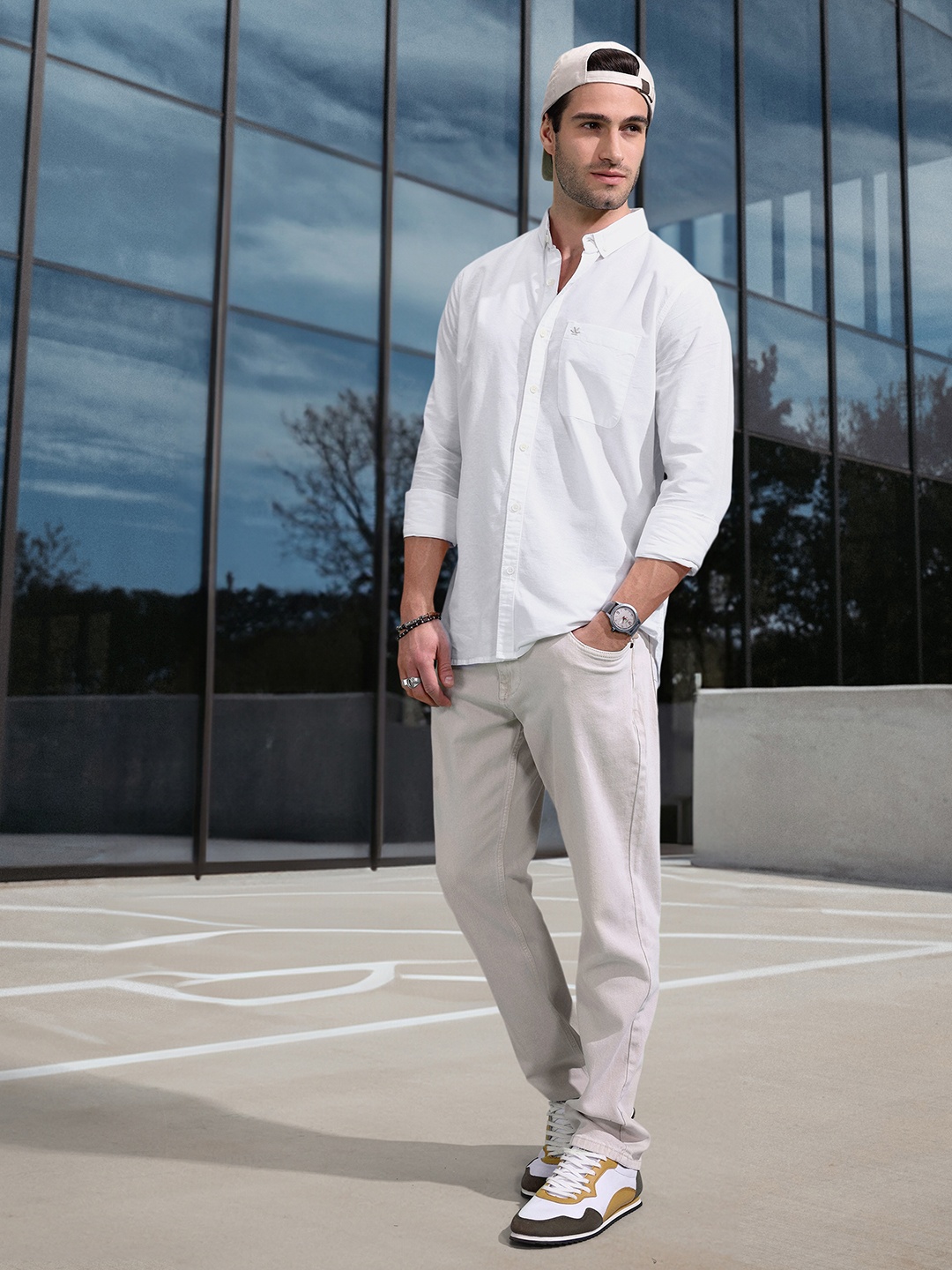 

WROGN Pure Cotton Casual Shirt, White