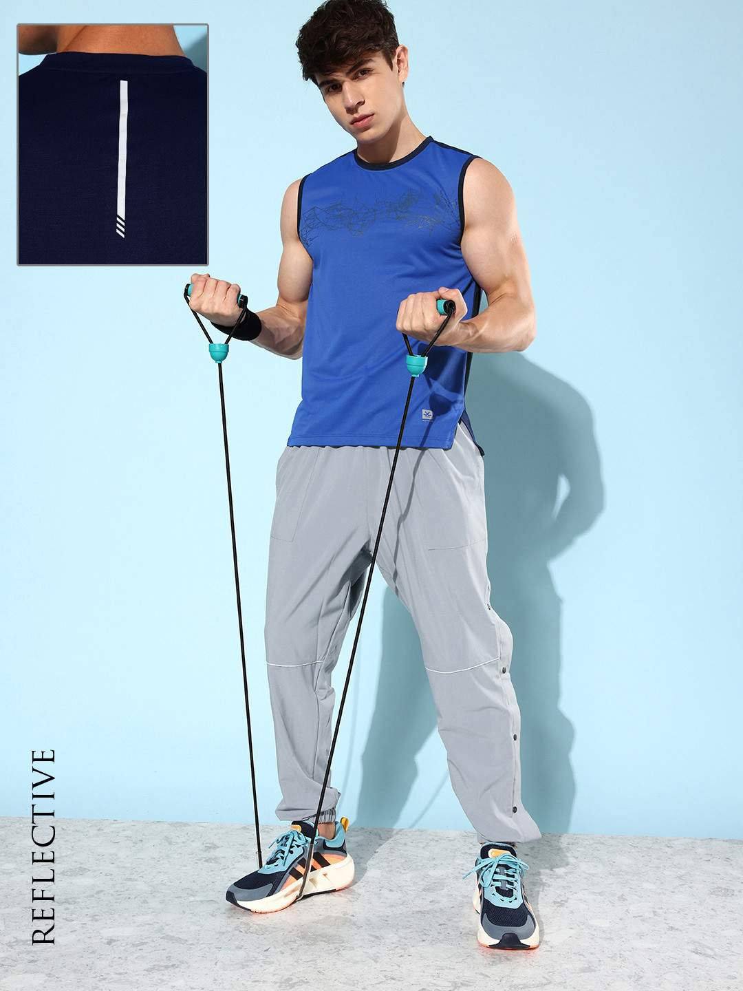 

WROGN ACTIVE Men Printed Slim Fit Dry Pro Sports T-shirt, Blue