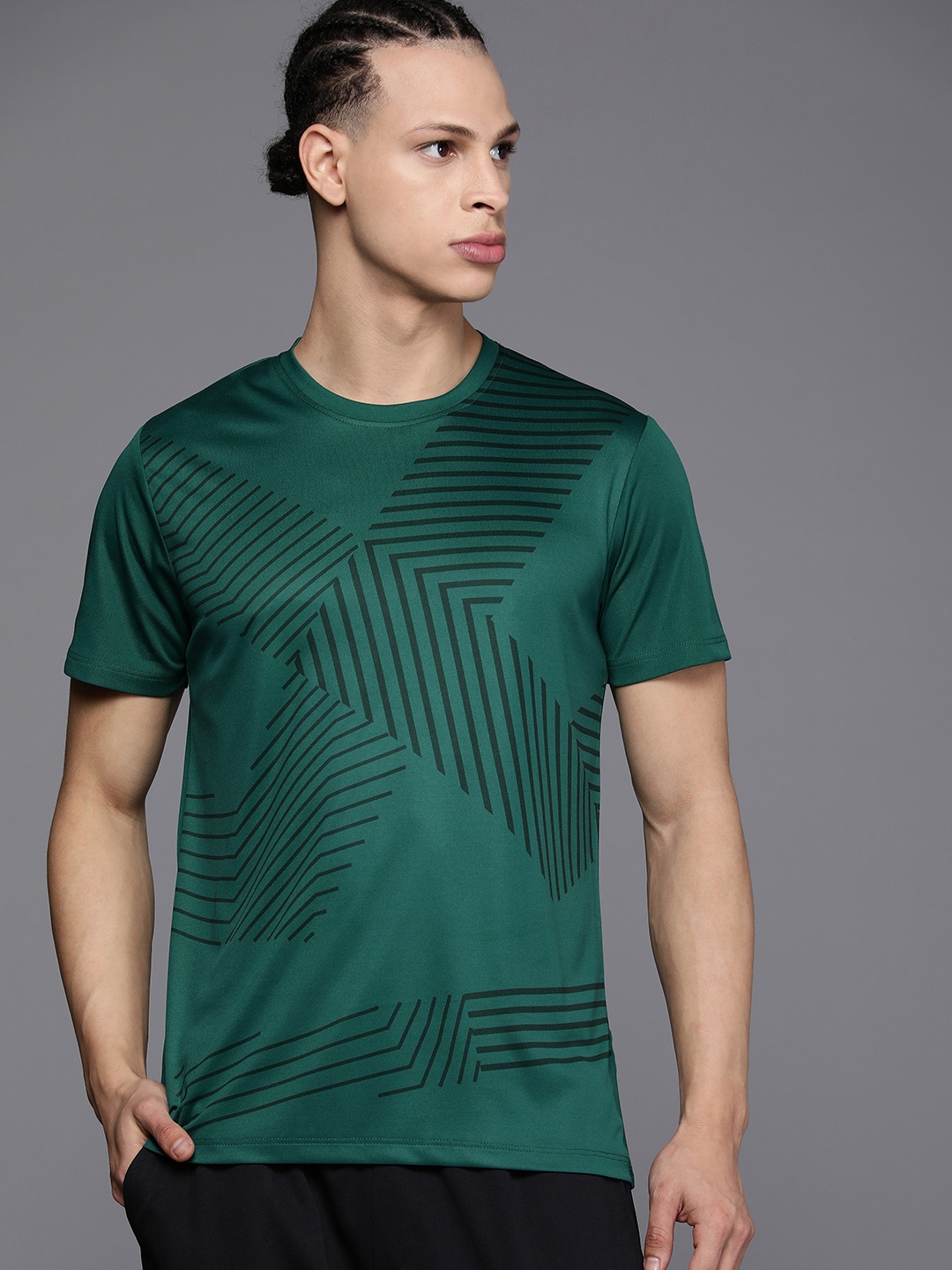 

WROGN ACTIVE Men Dry Pro Brand Logo Printed Sports T-shirt, Green