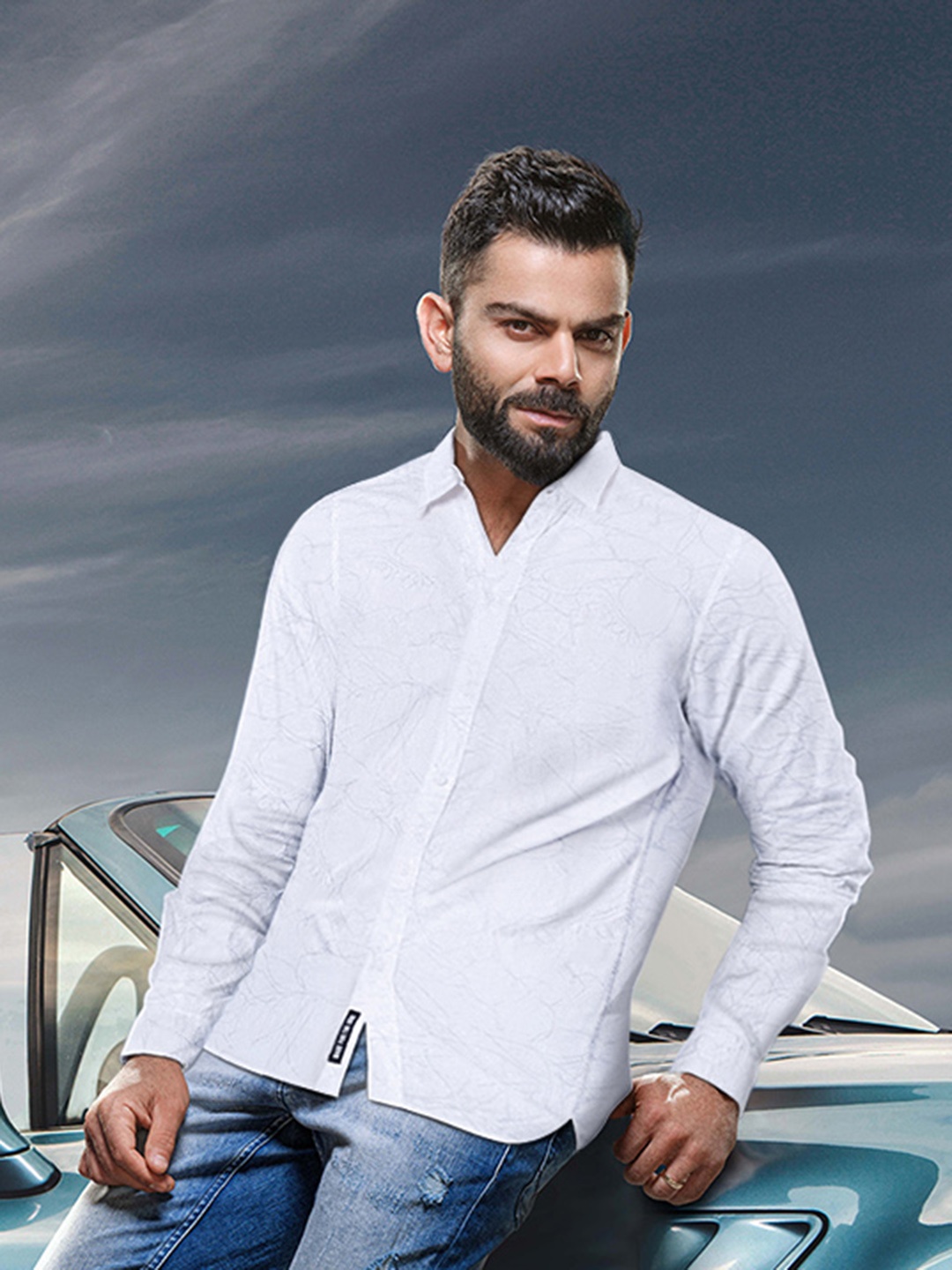 

WROGN Men Pure Cotton Slim Fit Abstract Printed Casual Shirt, White