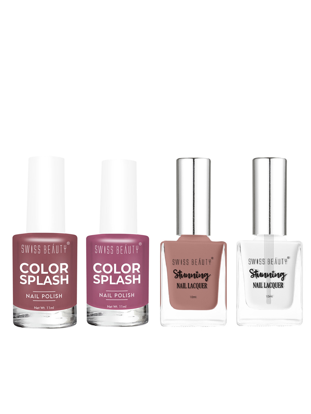 

SWISS BEAUTY Set of 4 Long Lasting & Chip-Resistant Nail Polishes, Multi