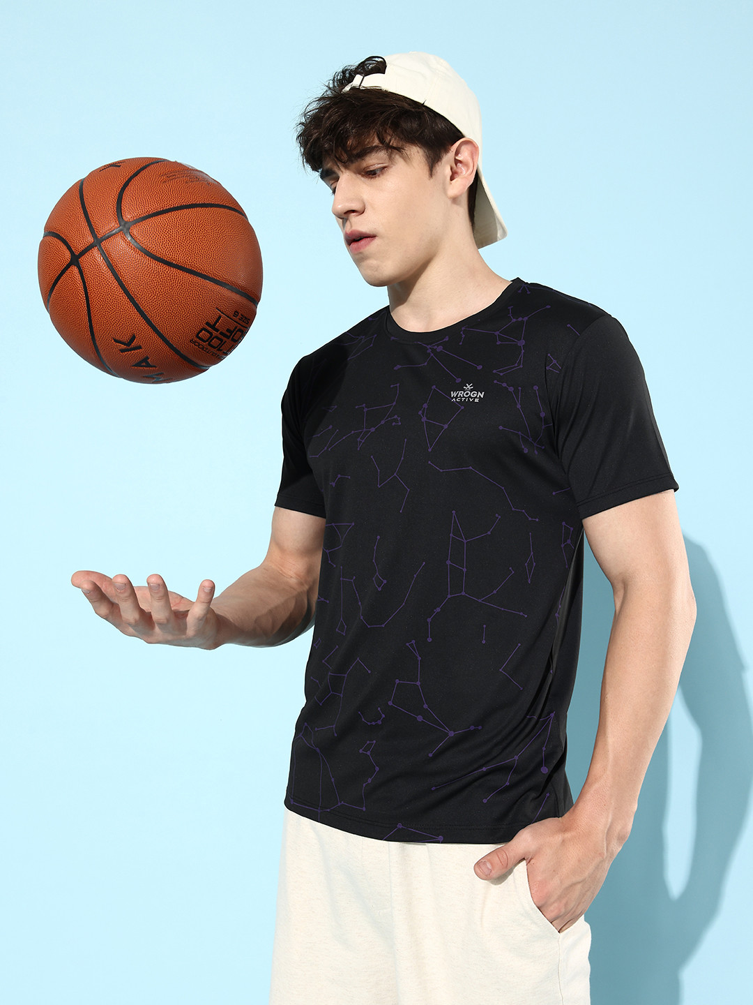 

WROGN ACTIVE Men Dry Pro Geometric Printed Slim Fit Sports T-shirt, Black