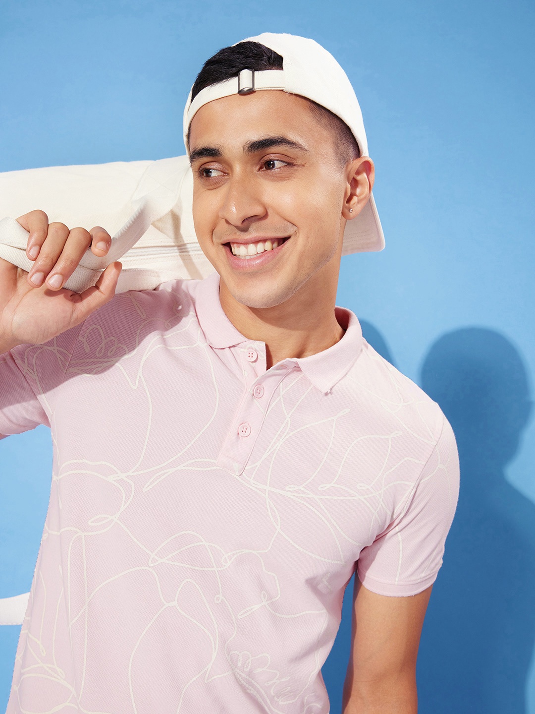 

WROGN Printed Polo Collar Pure Cotton Slim Fit T-shirt, Pink