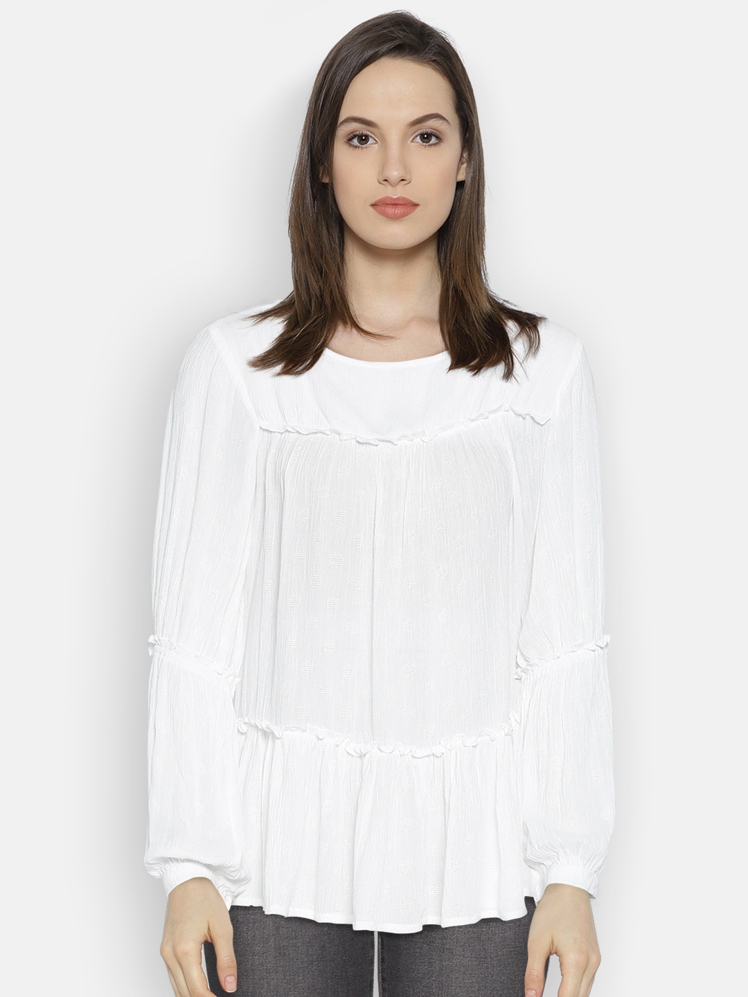 

ONLY Women White Solid Top