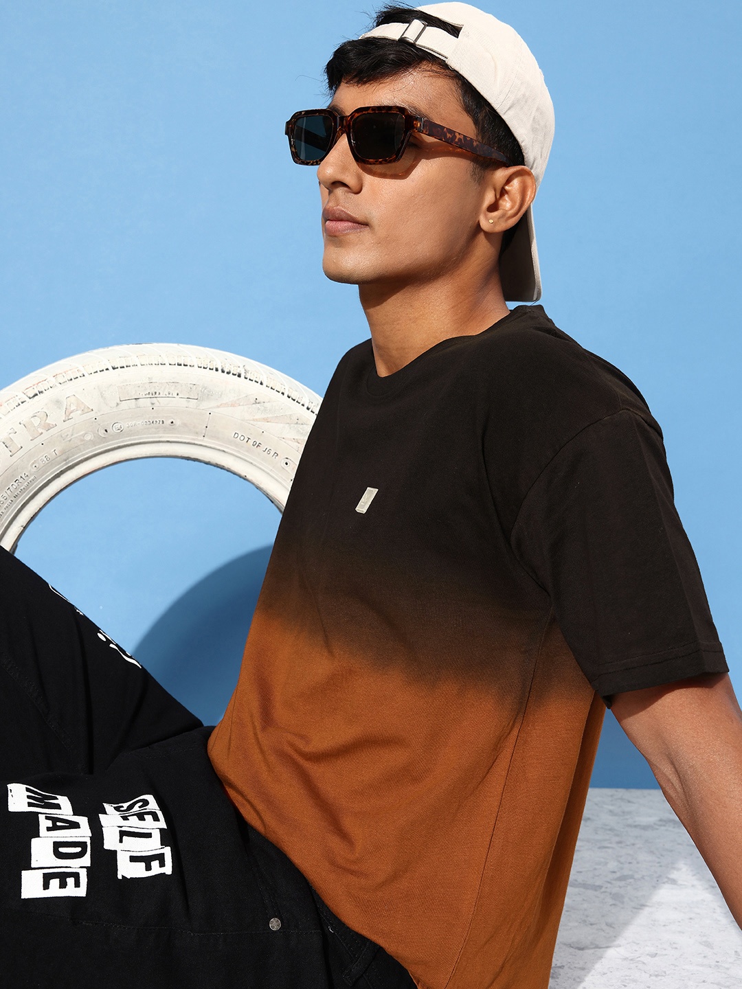 

WROGN Ombre Effect Pure Cotton Slim Fit T-shirt, Black