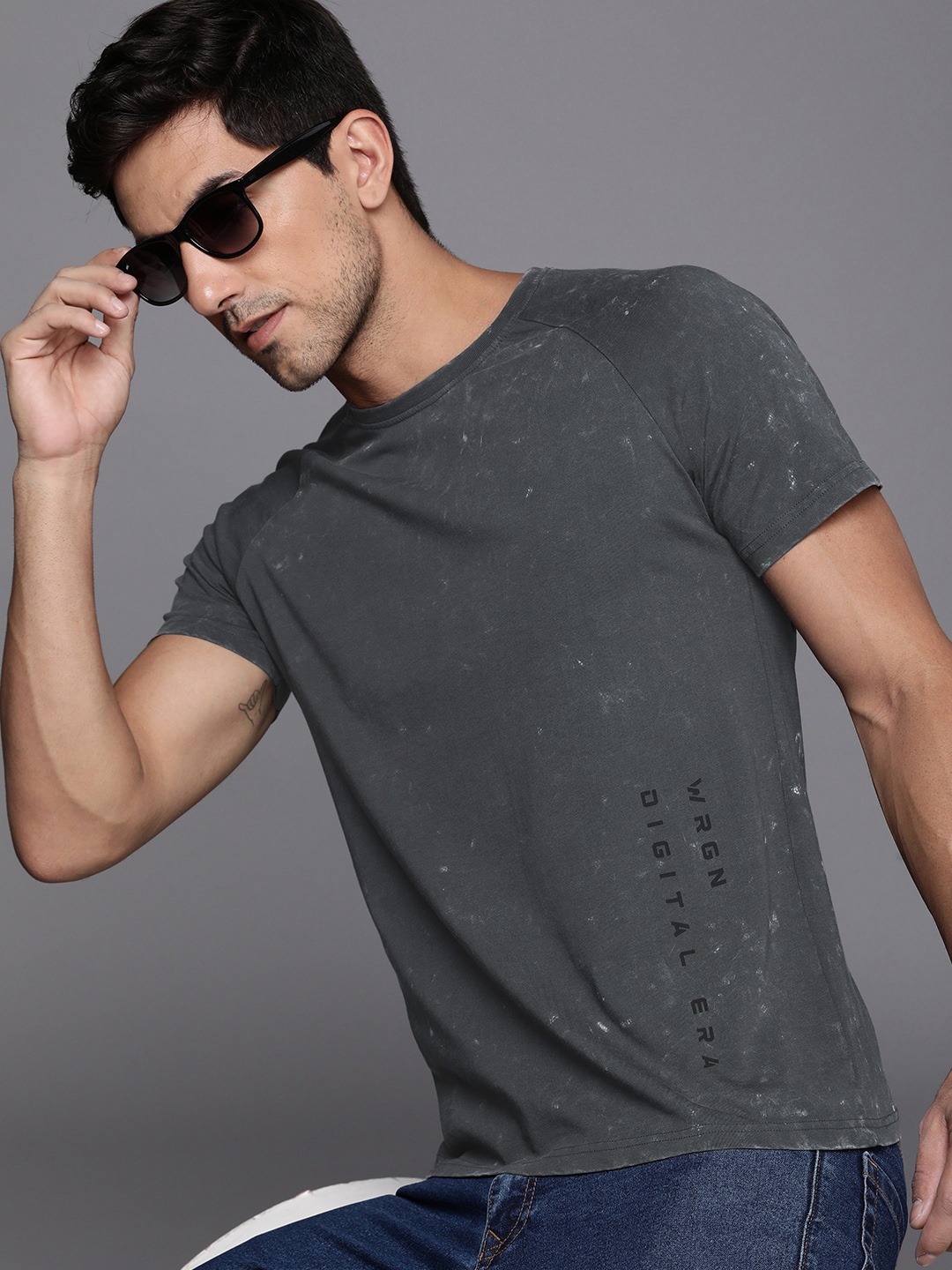 

WROGN Slub Effect Pure Cotton Slim Fit T-shirt, Grey