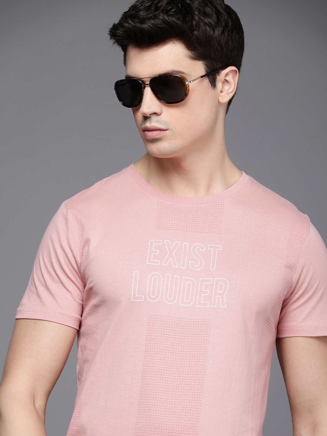 

WROGN Round Neck Typography Printed Pure Cotton Slim Fit T-shirt, Pink