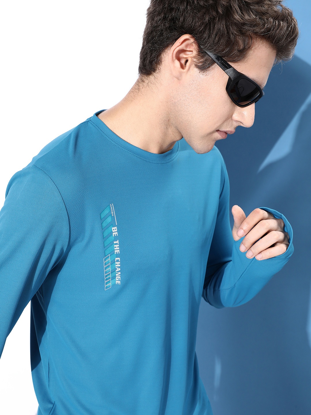 

WROGN ACTIVE Sky Blue Typography Gigi Prints Slim Fit Dry Pro T-shirt