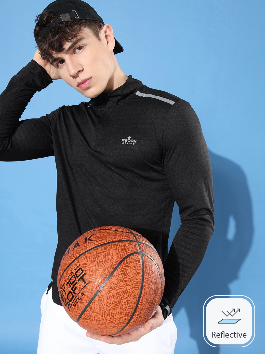 

WROGN ACTIVE Jet Black The Suave Dry-Pro Slim Fit T-shirt