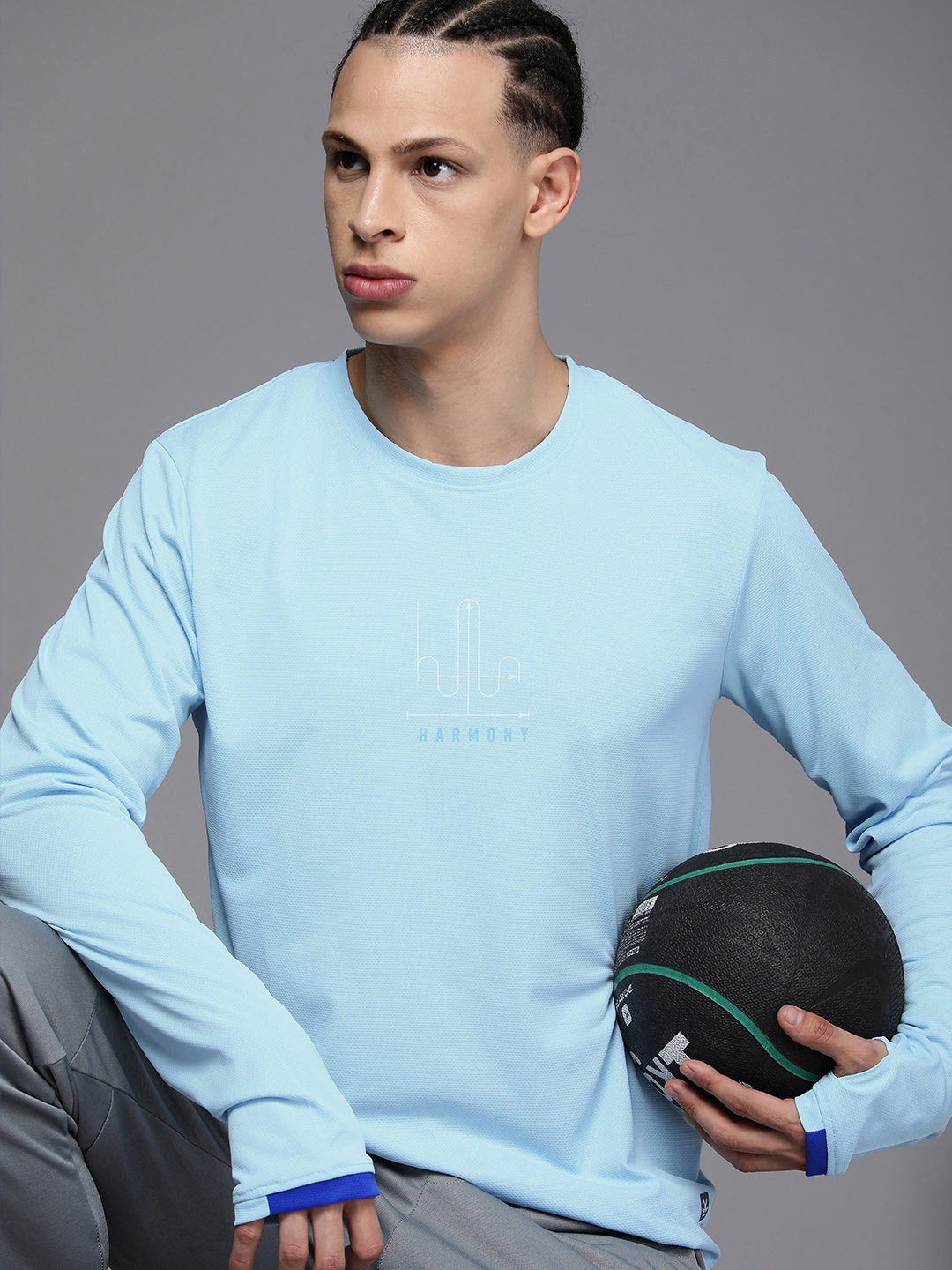 

WROGN ACTIVE Men Dry Pro Geometric Printed Sports T-shirt, Blue