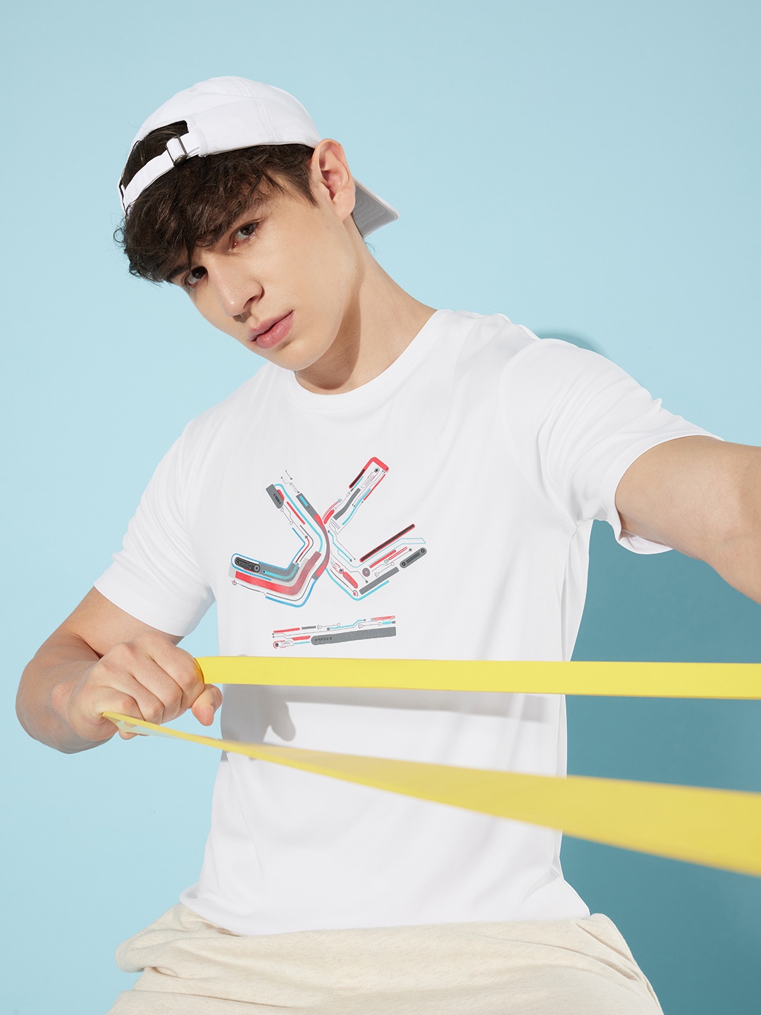 

WROGN ACTIVE Men Dry Pro Brand Logo Printed Slim Fit Sports T-shirt, White