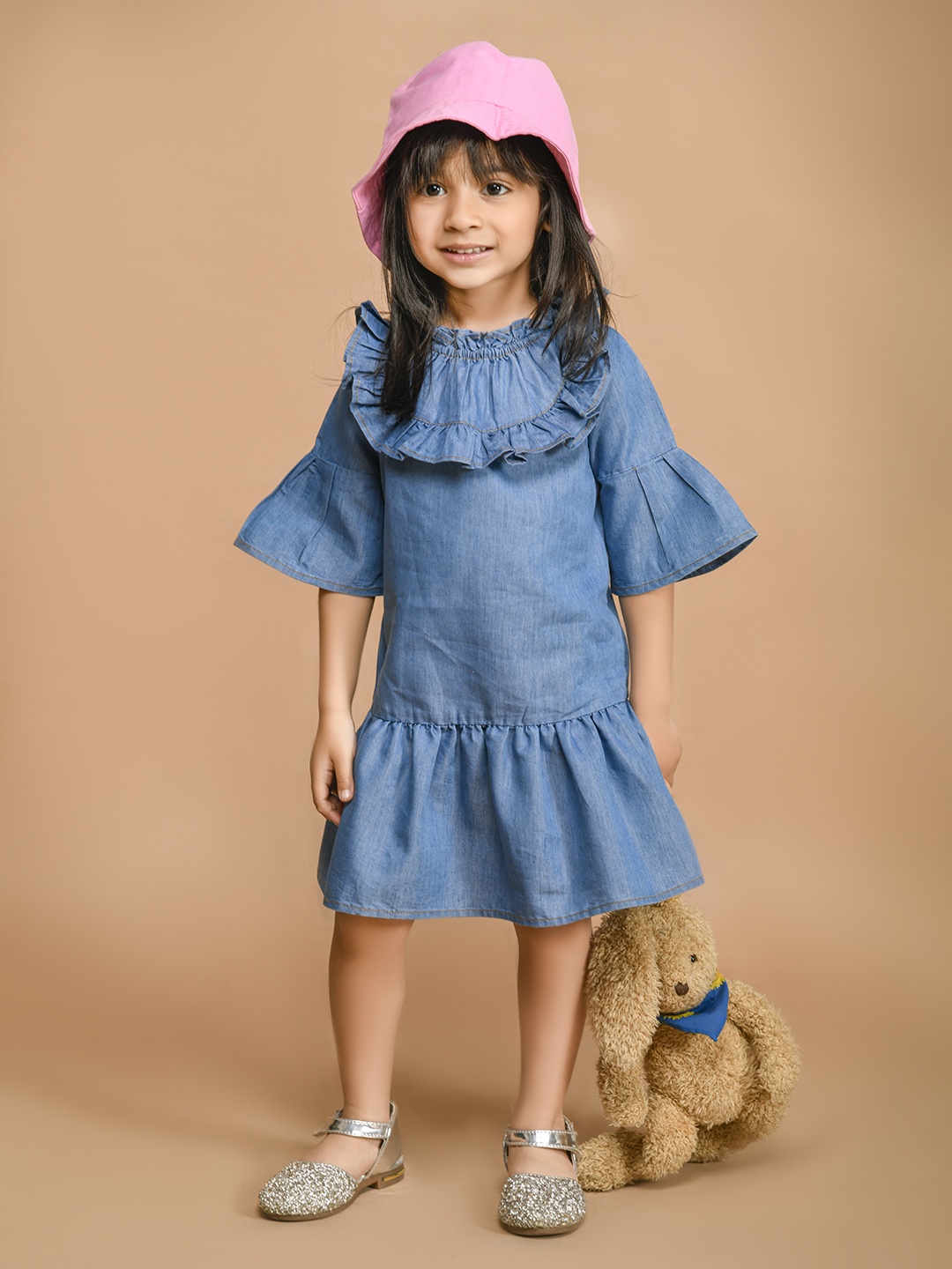 

LilPicks Girls Ruffles Drop-Waist Dress, Blue