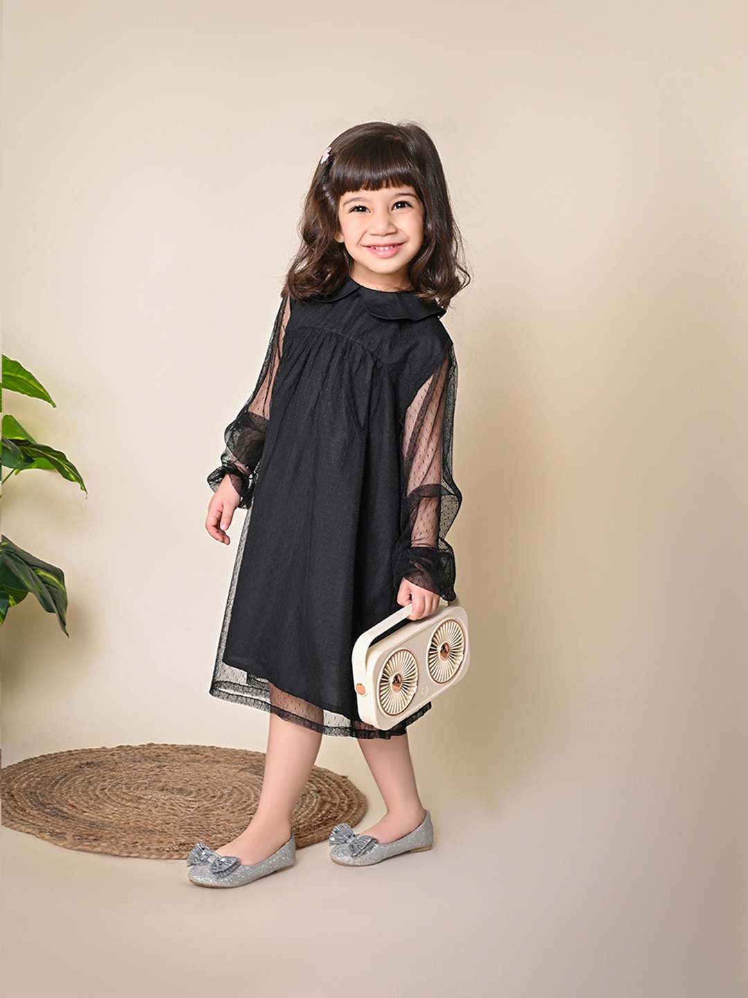 

LilPicks High Neck A-Line Dress, Black