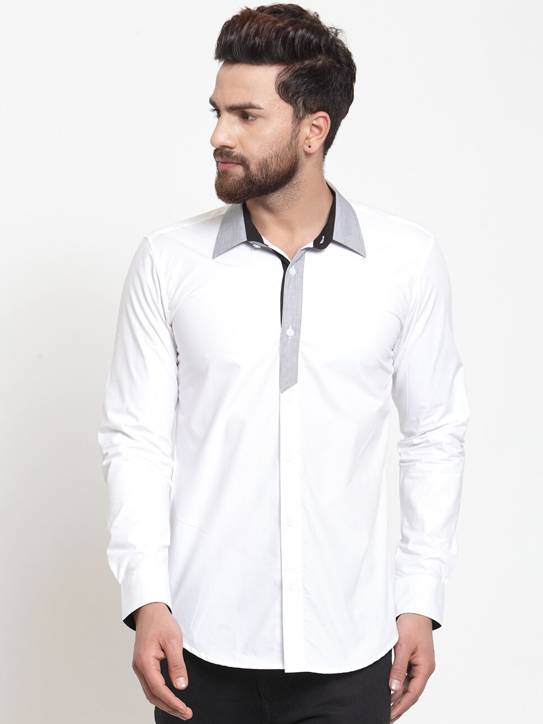 

Purple State Men Casual Cotton Shirt, White
