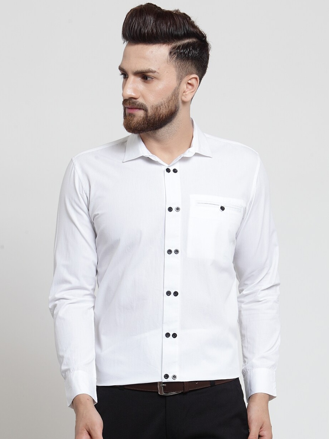 

Purple State Men Casual Cotton Shirt, White