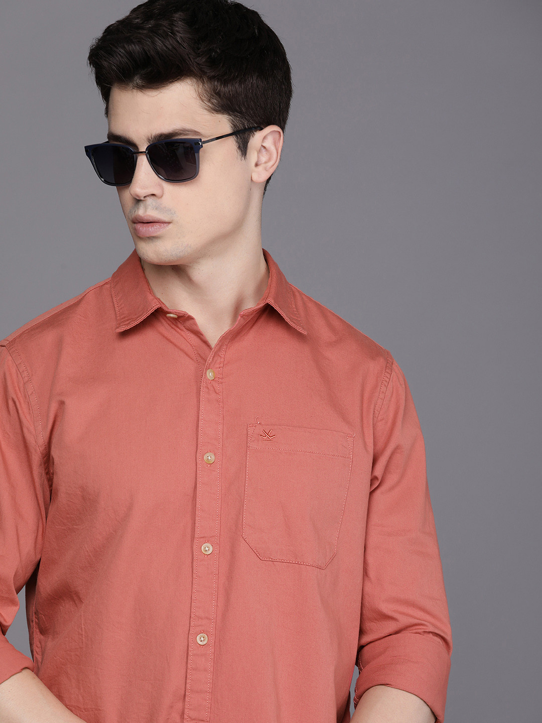 

WROGN Men Slim Fit Pure Cotton Casual Shirt, Rust