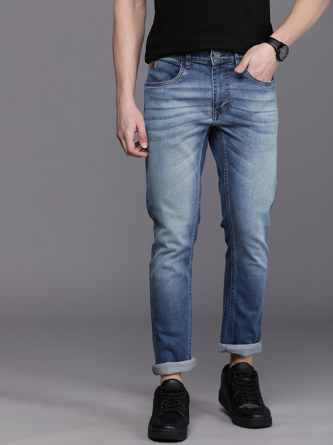 

WROGN Men Slim Fit Heavy Fade Stretchable Jeans, Blue