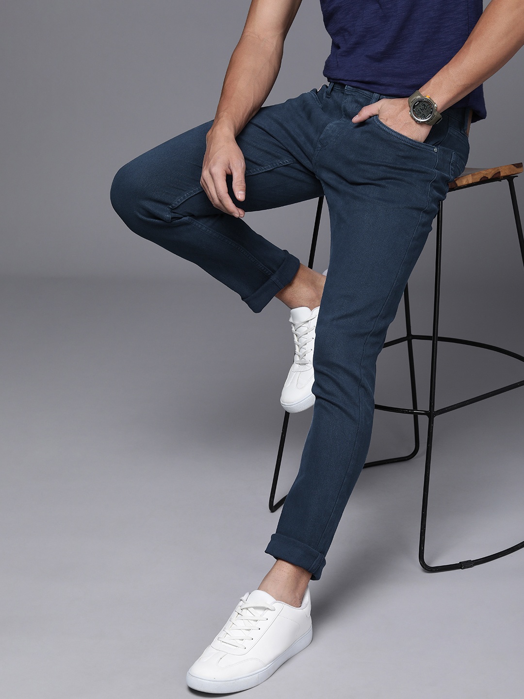 

WROGN Men Mid-Rise Slim Fit Stretchable Jeans, Teal