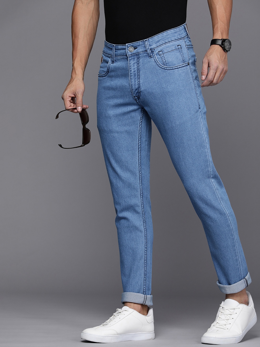 

WROGN Men Slim Fit Mid-Rise Stretchable Jeans, Blue
