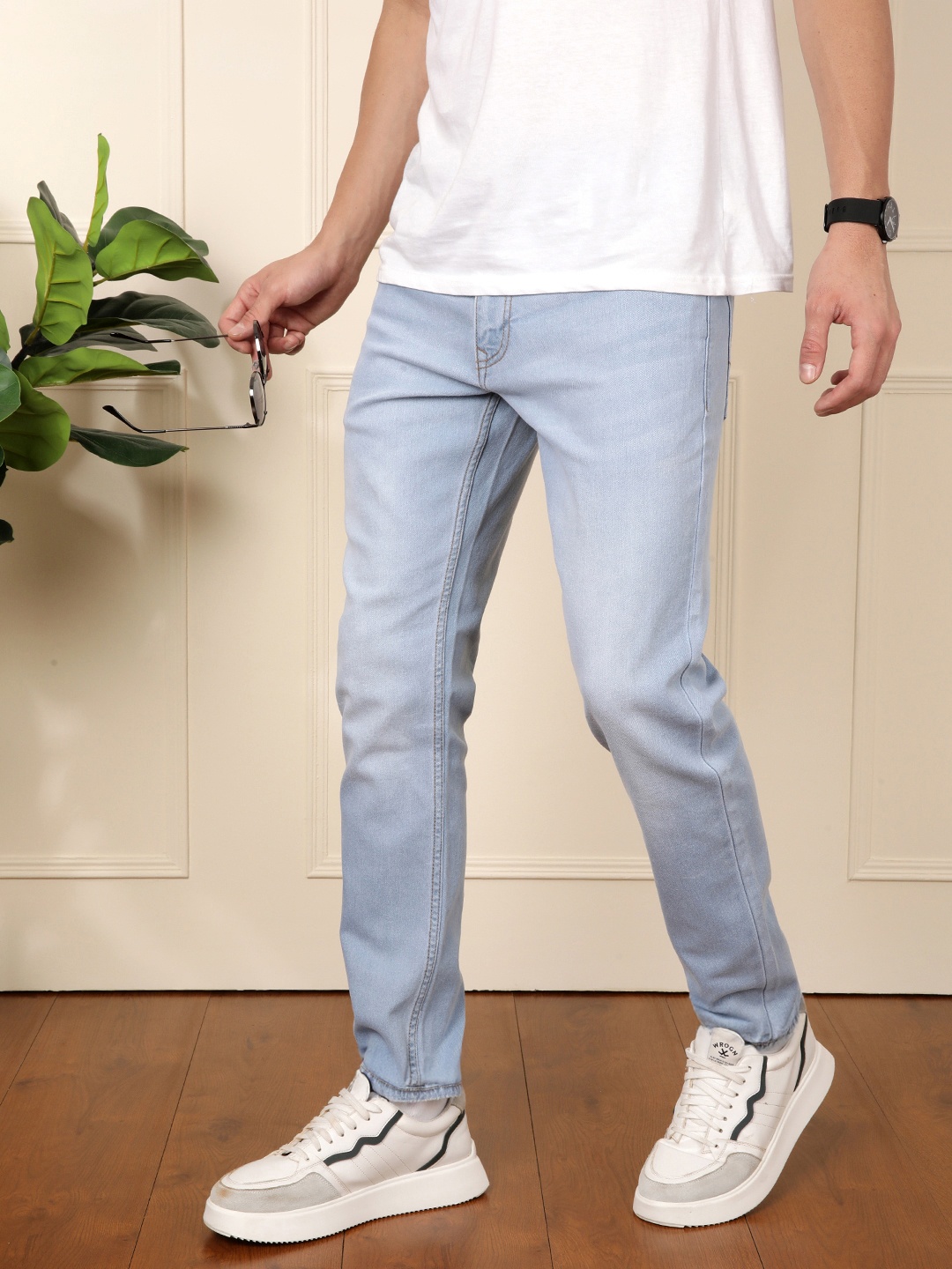 

WROGN Men Slim Fit Heavy Fade Stretchable Jeans, Navy blue