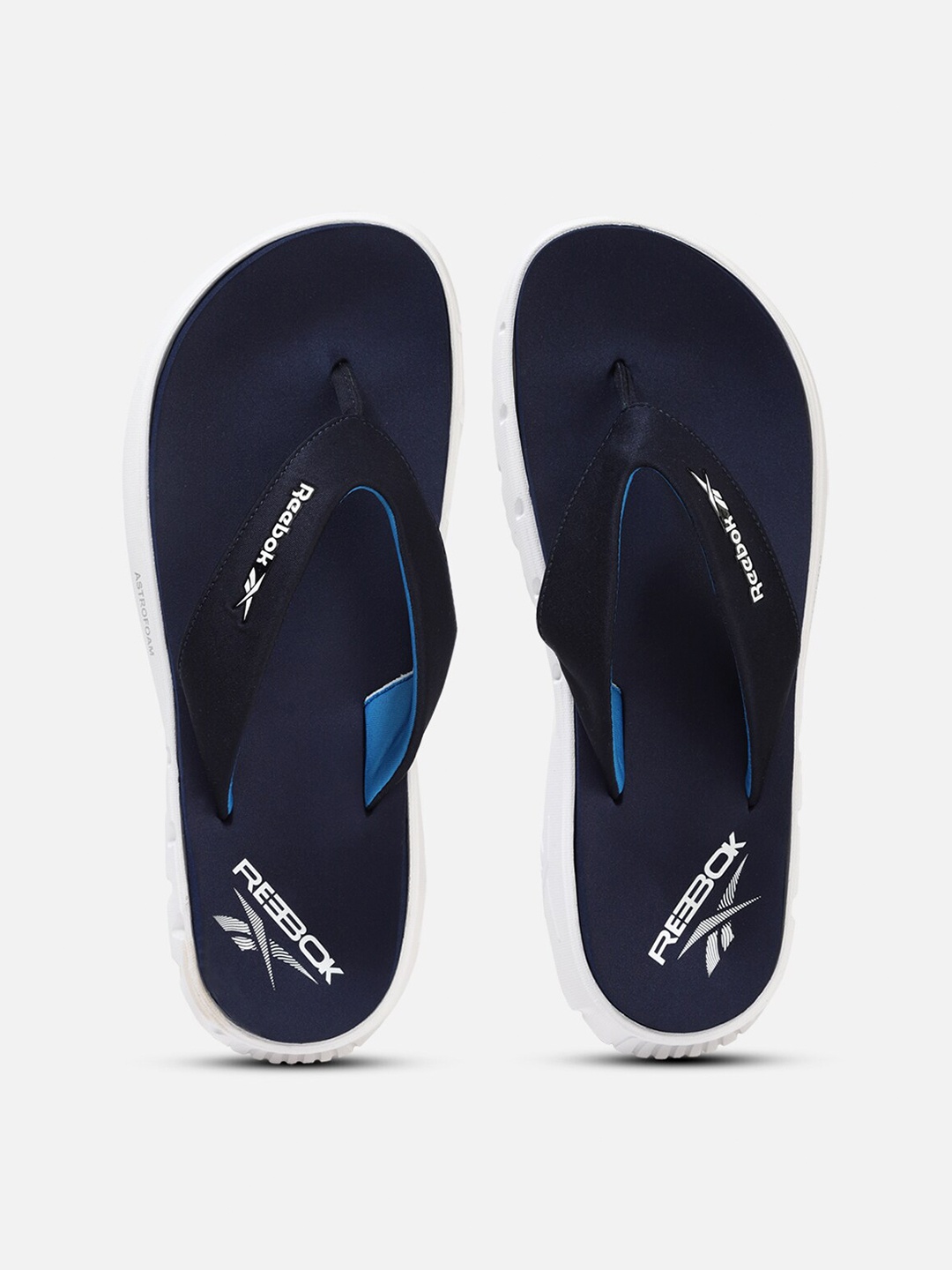 

Reebok Men Cuba Brand Logo Printed Thong Flip Flops, Navy blue