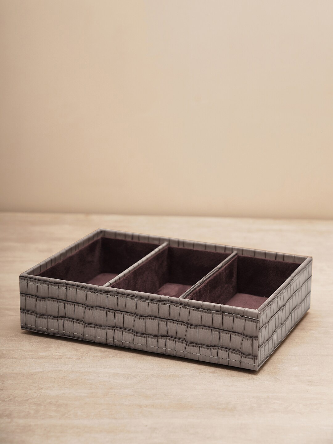 

Pure Home and Living Brown Croc Patterned Three Part Organiser Box